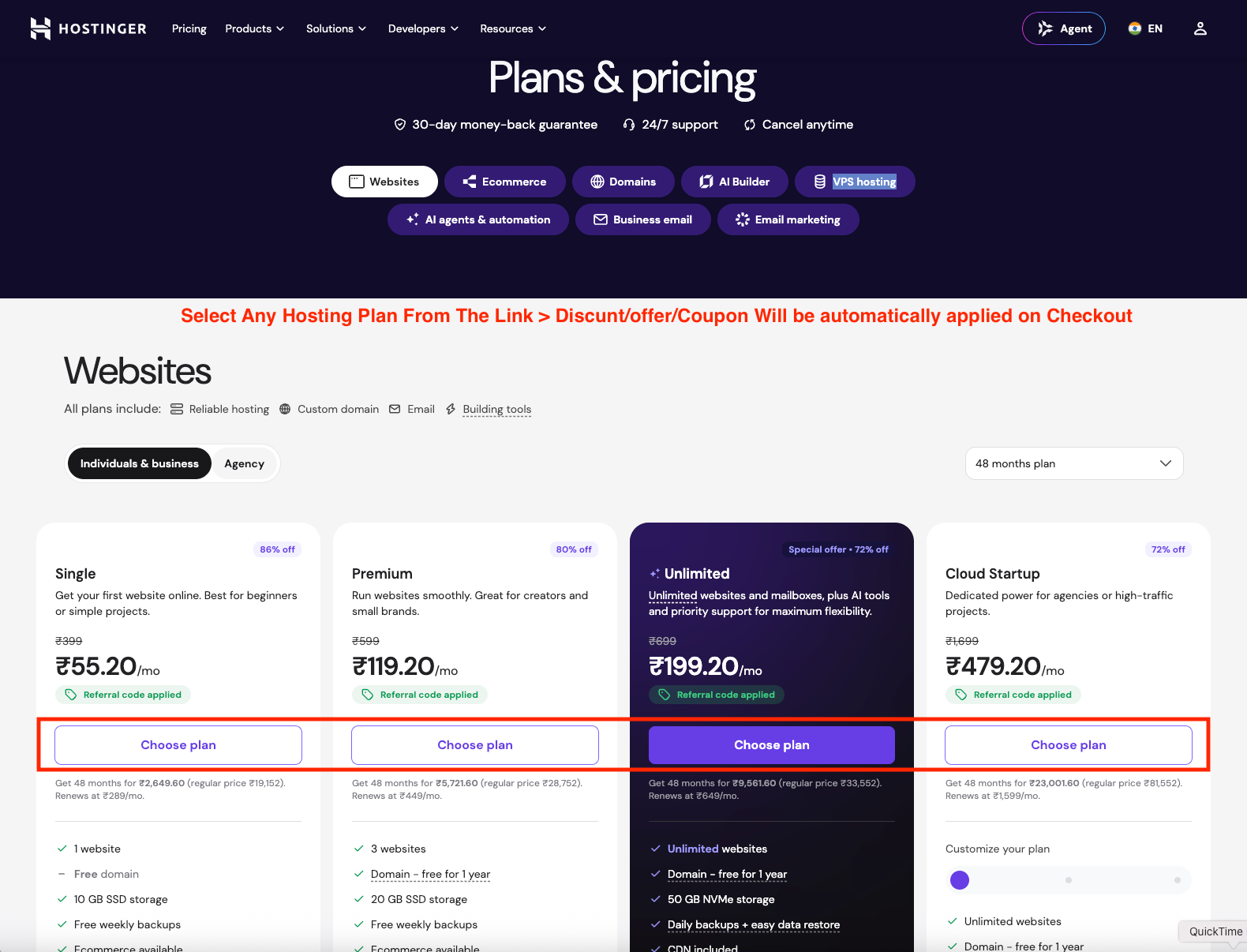 Step 2: Choose your plan